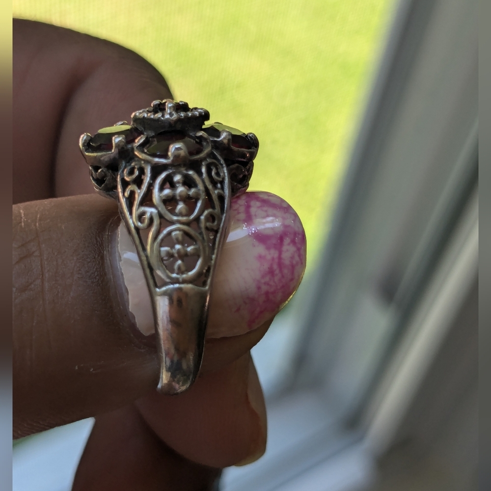 Vintage Designer CNA Garnet Sterling Silver Ring - Picture 5 of 13
